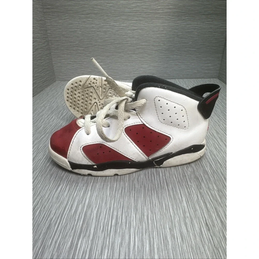 Nike Air Jordan 6 Retro Toddler Shoes Red‎ White Black High Top Size 10C